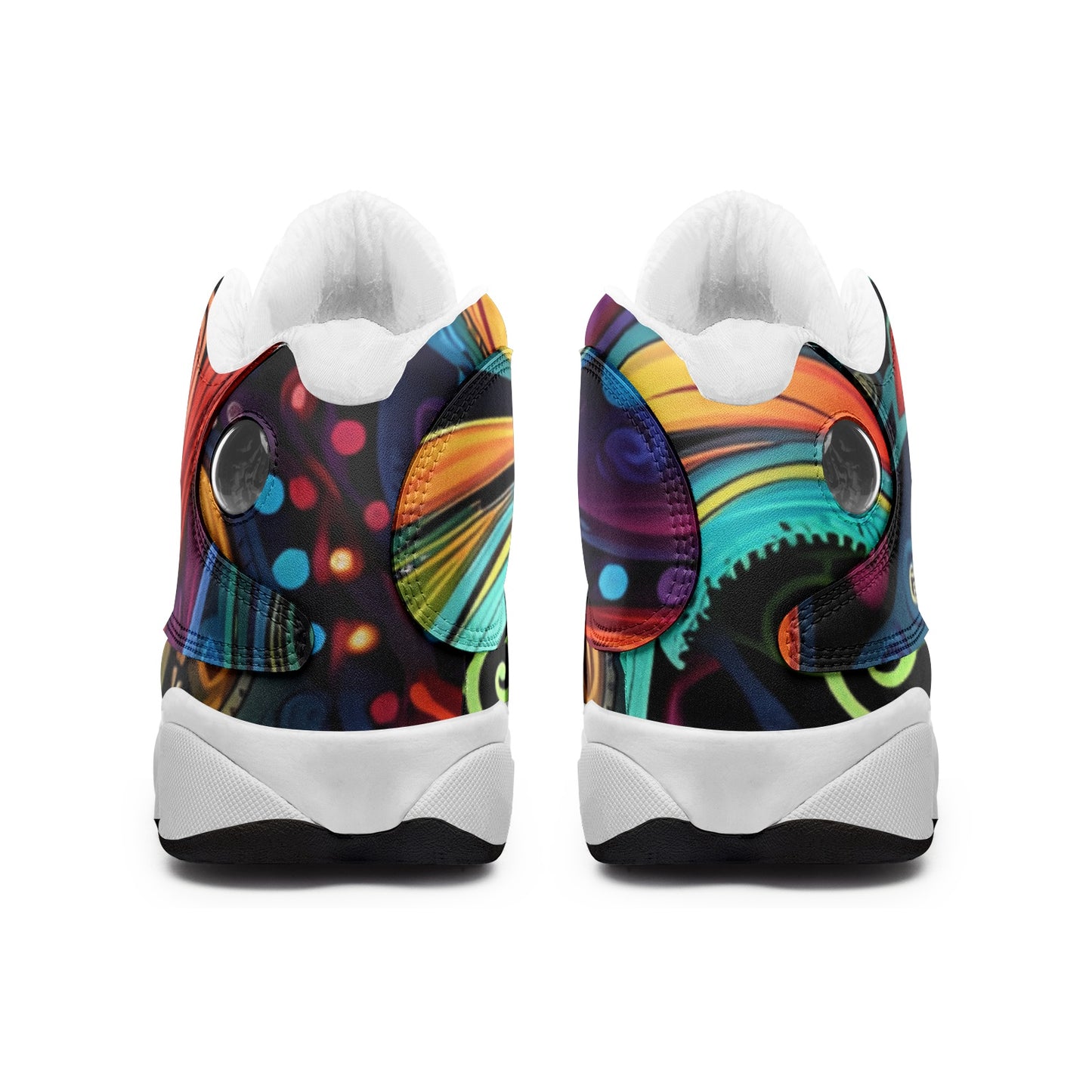 Neon Swirls Unisex High Top Leather Sneakers