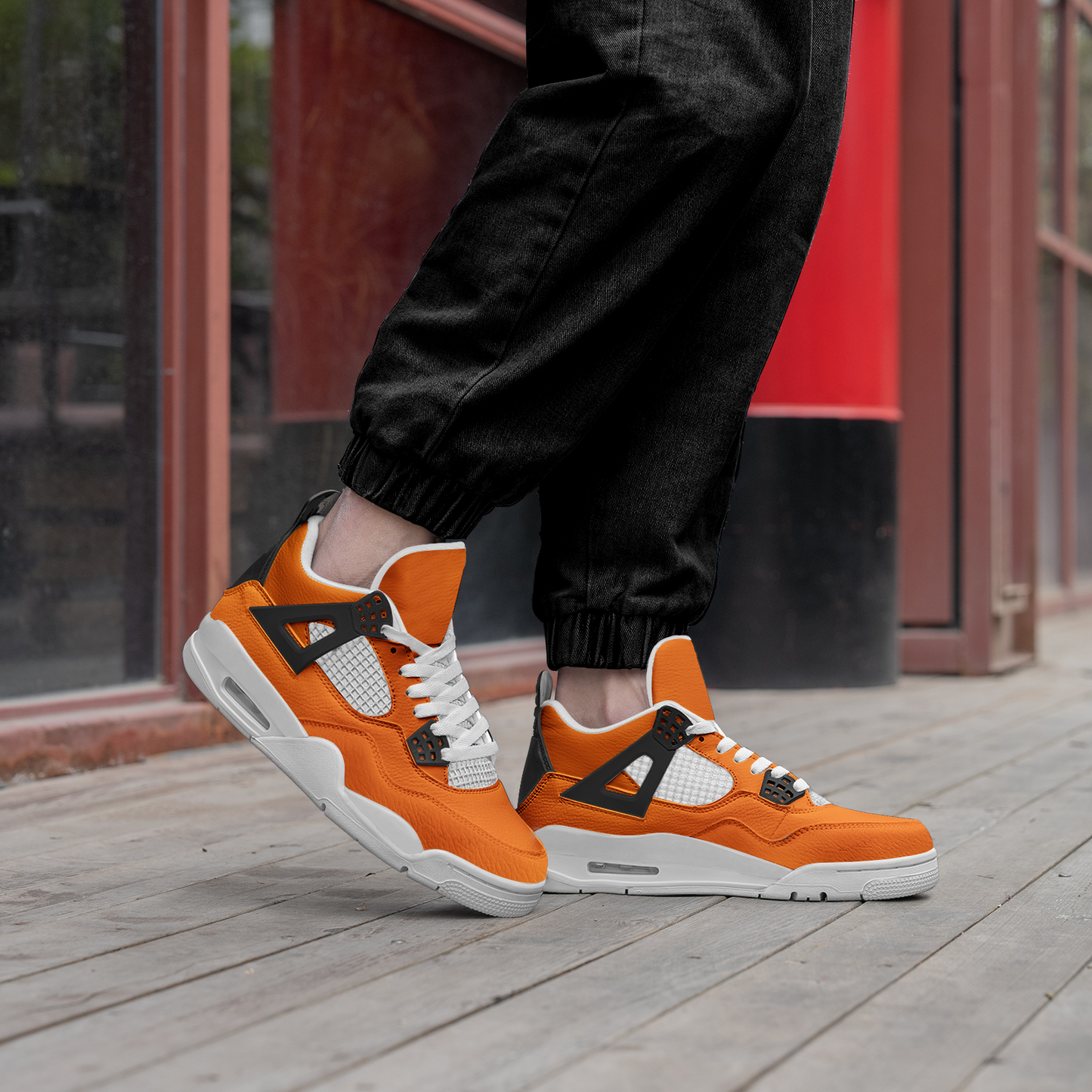Orange Unisex Non Slip Lace Up Breathable Fashion Sneakers