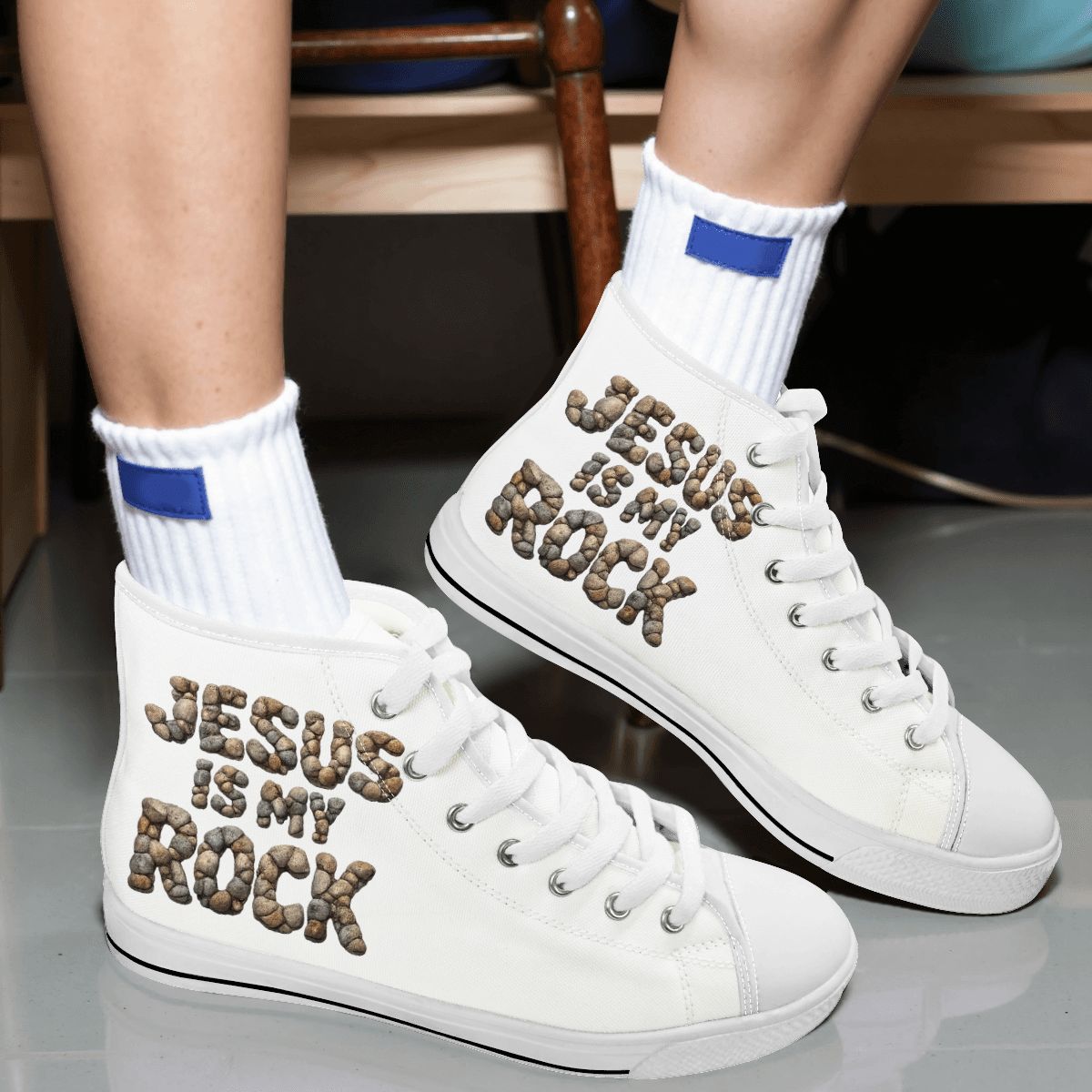 Jesus Is My Rock Men's High Top Canvas Shoes