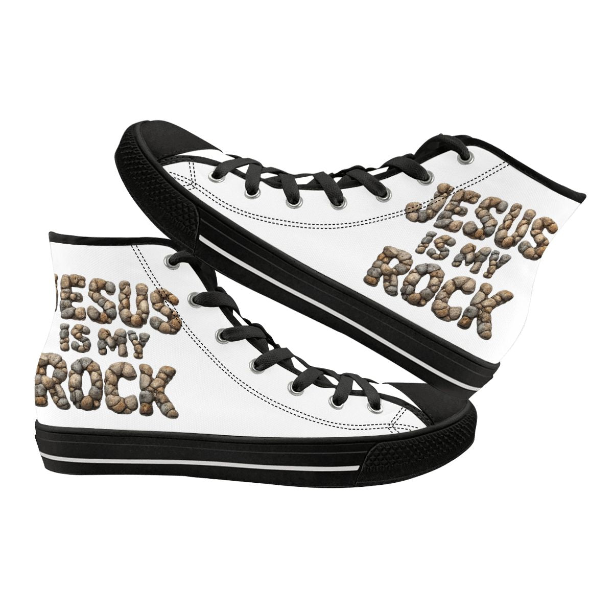 Jesus Is My Rock Men's High Top Canvas Shoes