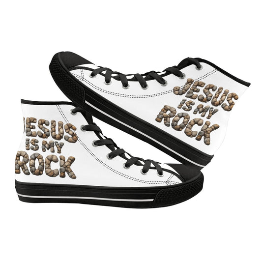 Jesus Is My Rock Men's High Top Canvas Shoes