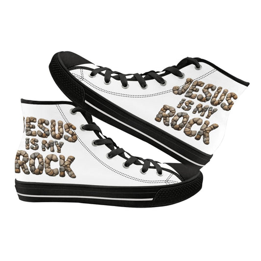 Jesus Is My Rock Men's High Top Canvas Shoes