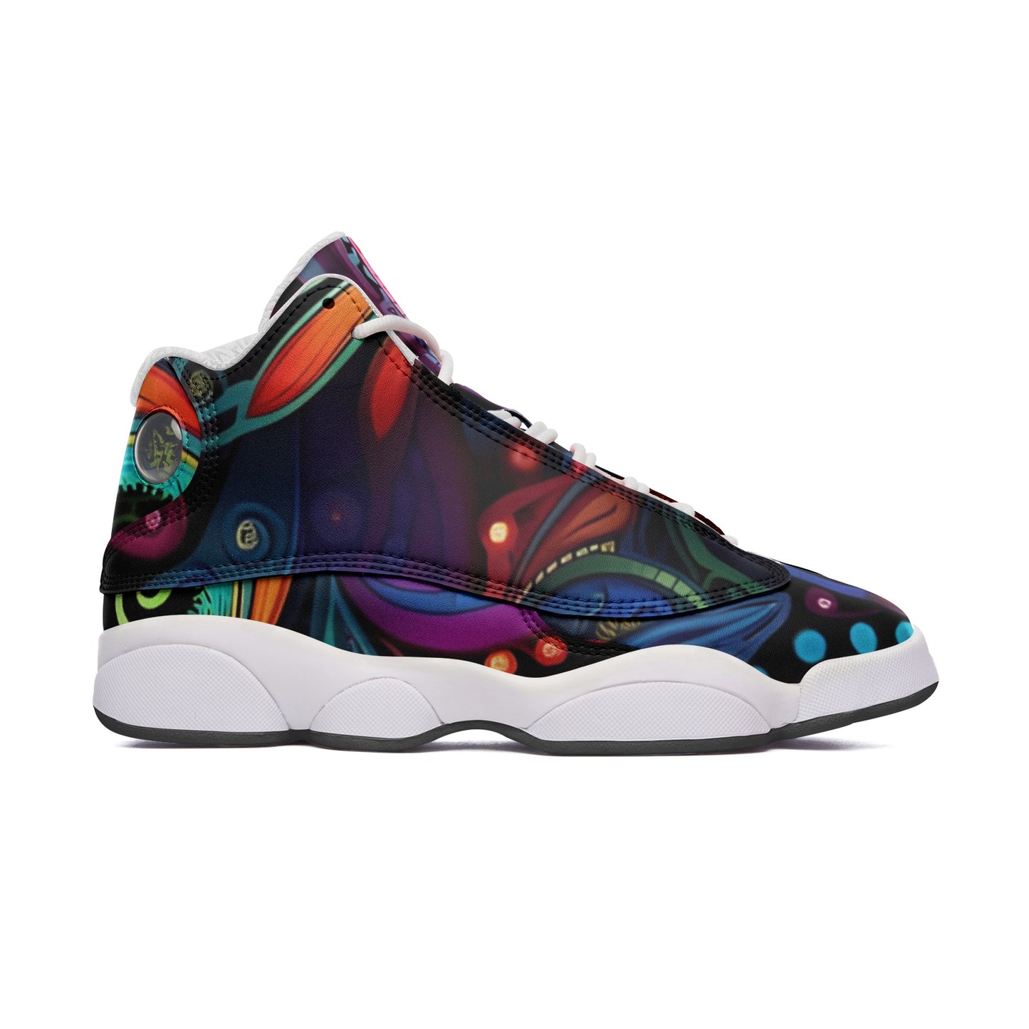 Neon Swirls Unisex High Top Leather Sneakers