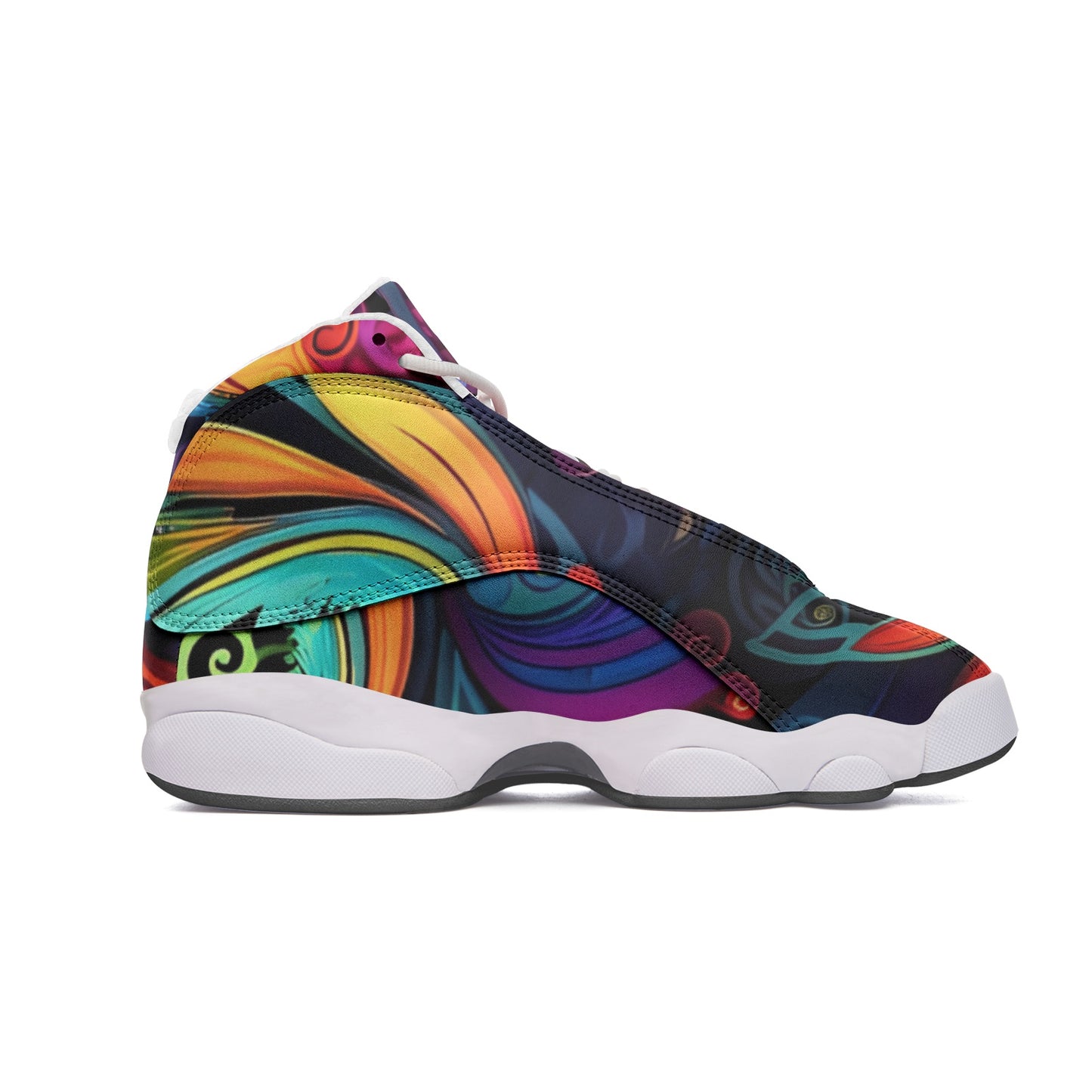 Neon Swirls Unisex High Top Leather Sneakers