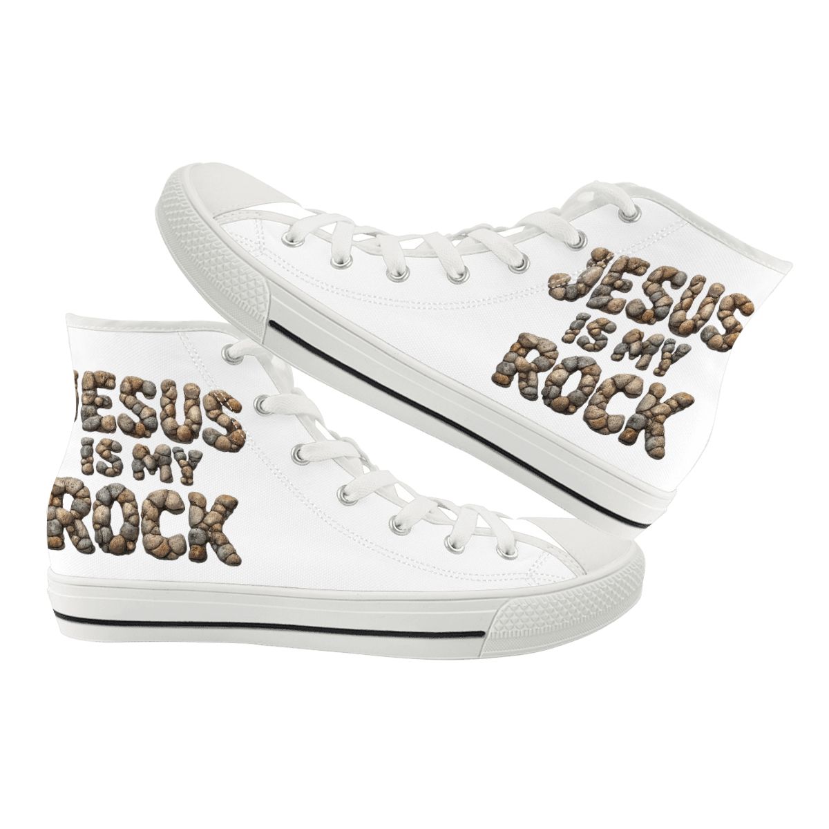Jesus Is My Rock Men's High Top Canvas Shoes