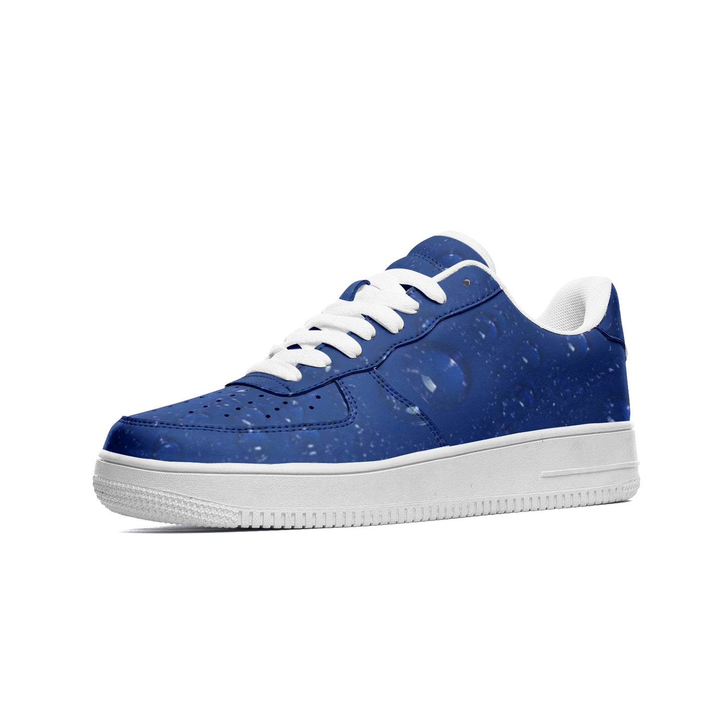Blue Water Droplets Unisex Low Top Leather Sneakers