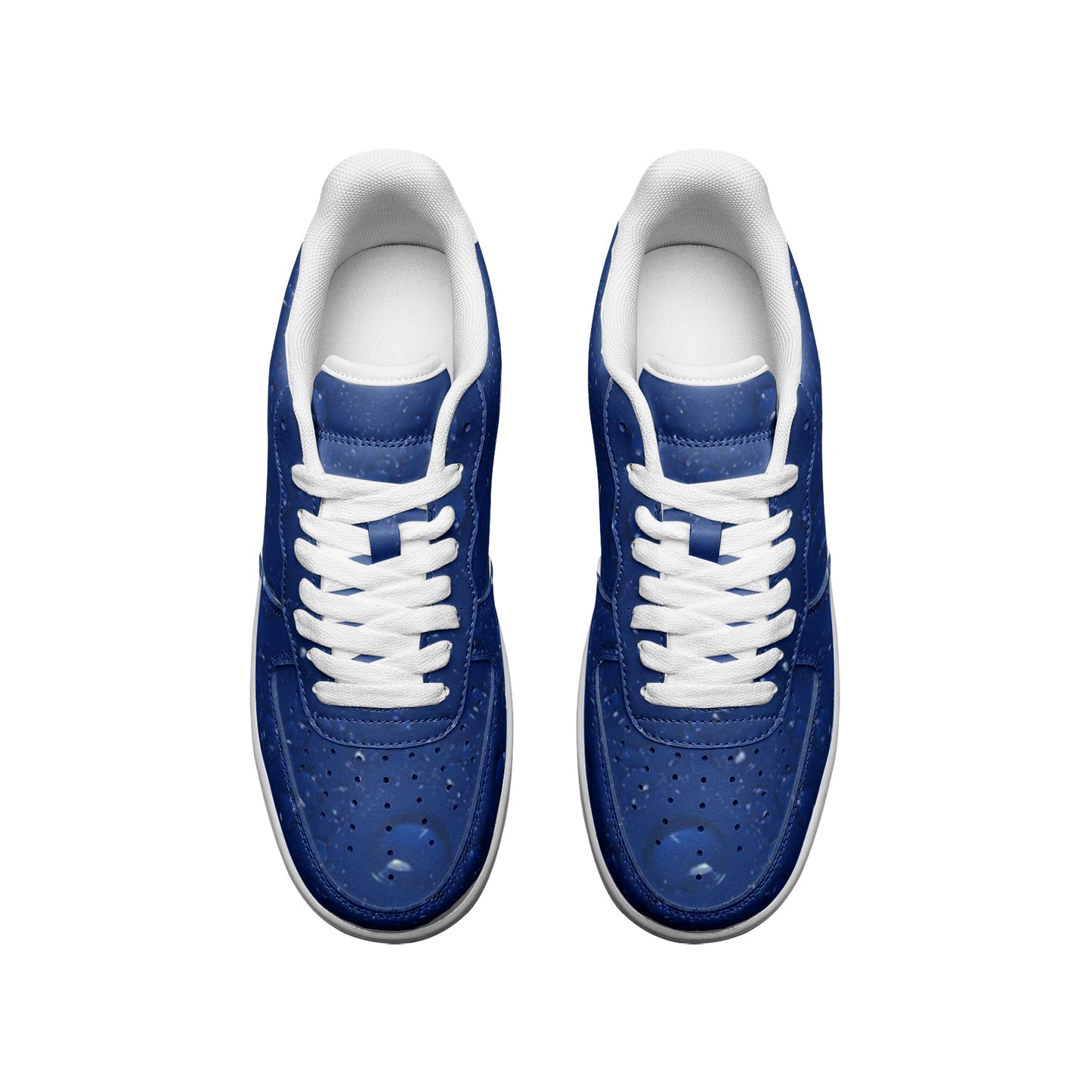 Blue Water Droplets Unisex Low Top Leather Sneakers