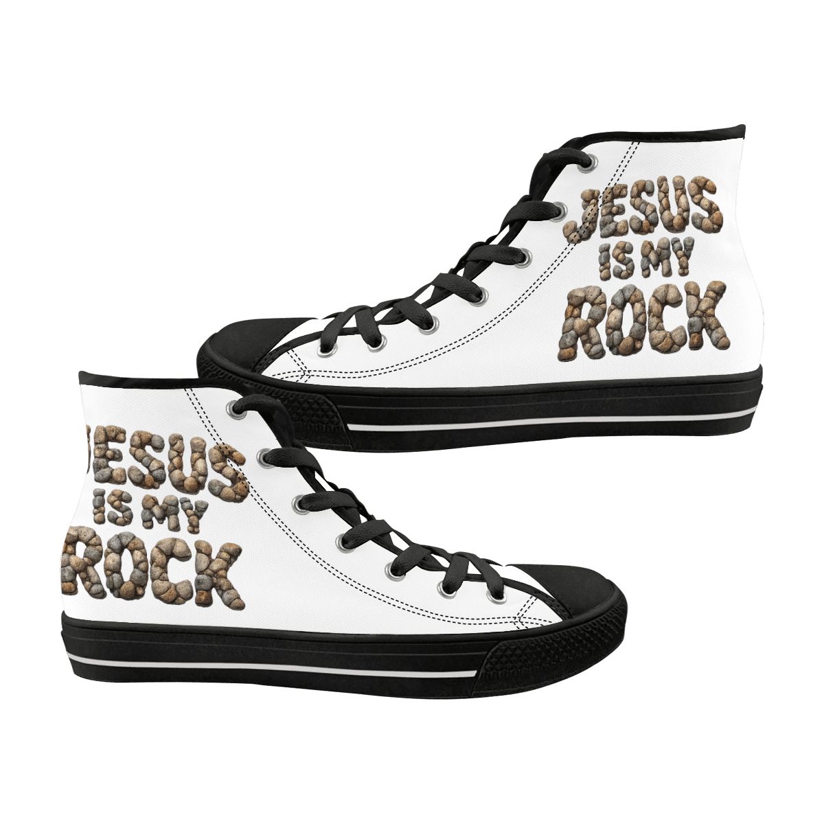 Jesus Is My Rock Men's High Top Canvas Shoes