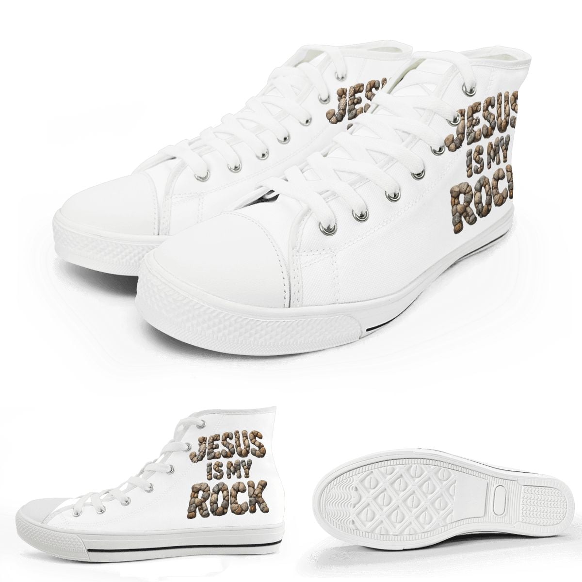 Jesus Is My Rock Men's High Top Canvas Shoes