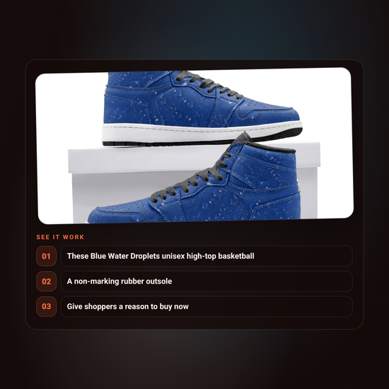 Blue Water Droplets High-Top Basketball Sneakers ad video