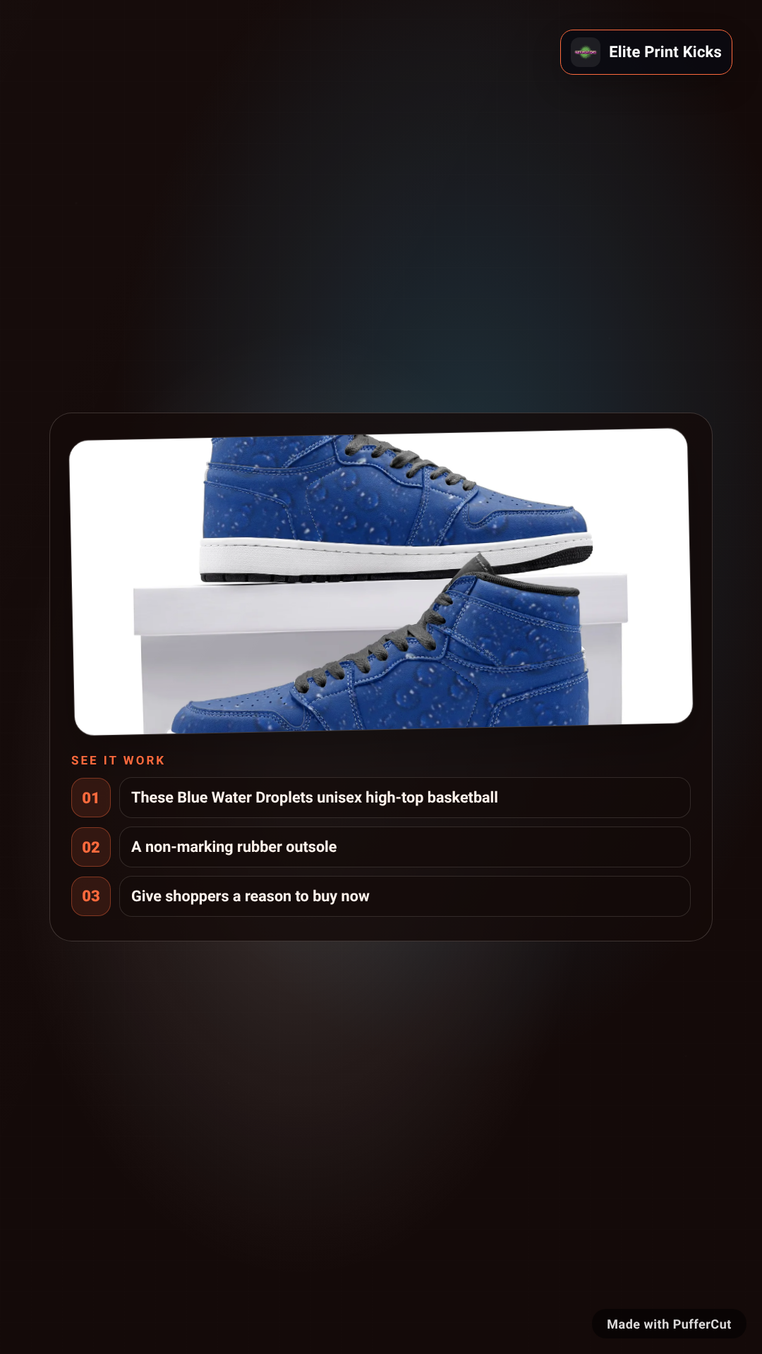 Blue Water Droplets High-Top Basketball Sneakers ad video