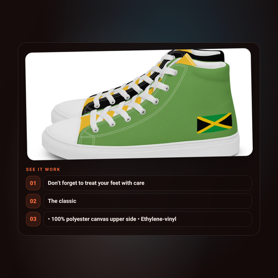 Jamaica Flag Women’s high top canvas shoes ad video