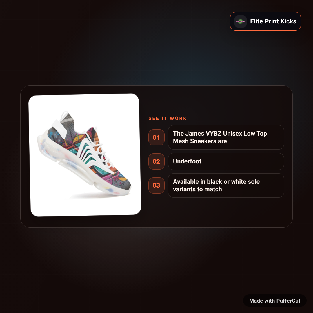 James VYBZ Unisex Low Top Mesh Sneakers ad video