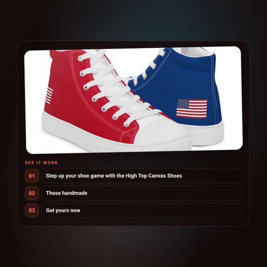 USA Flag Men’s high top canvas shoes ad video