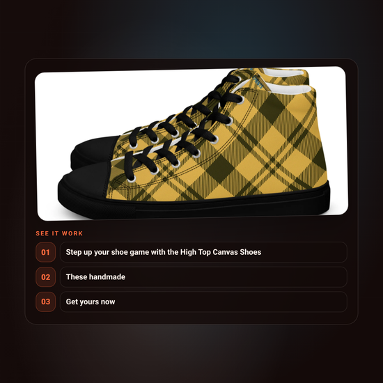 Yellow Plade Men’s high top canvas shoes ad video