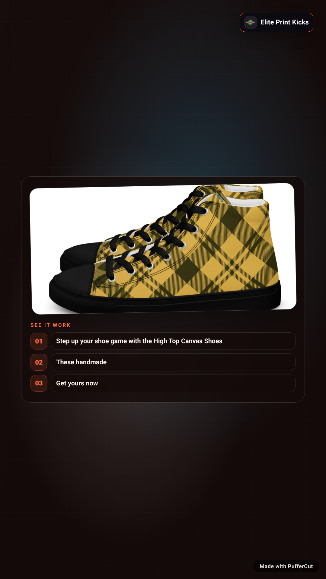 Yellow Plade Men’s high top canvas shoes ad video
